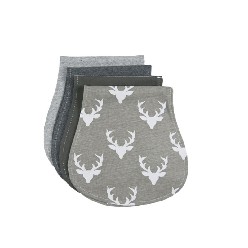 Arnzion Baby Burp Cloths Baby Burp Set Curved Absorbent and Soft Valuable 4 Pack Double Layers (Grey Hue Deer) - Image 5